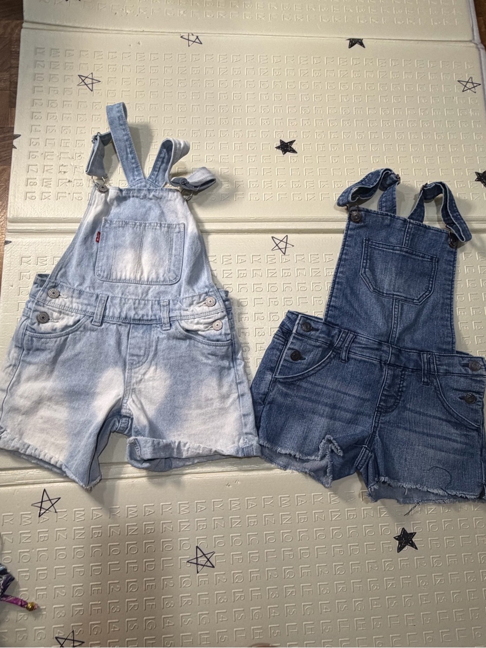 Levi's Kids Denim Short Overalls Duo - Light Wash & Dark Wash